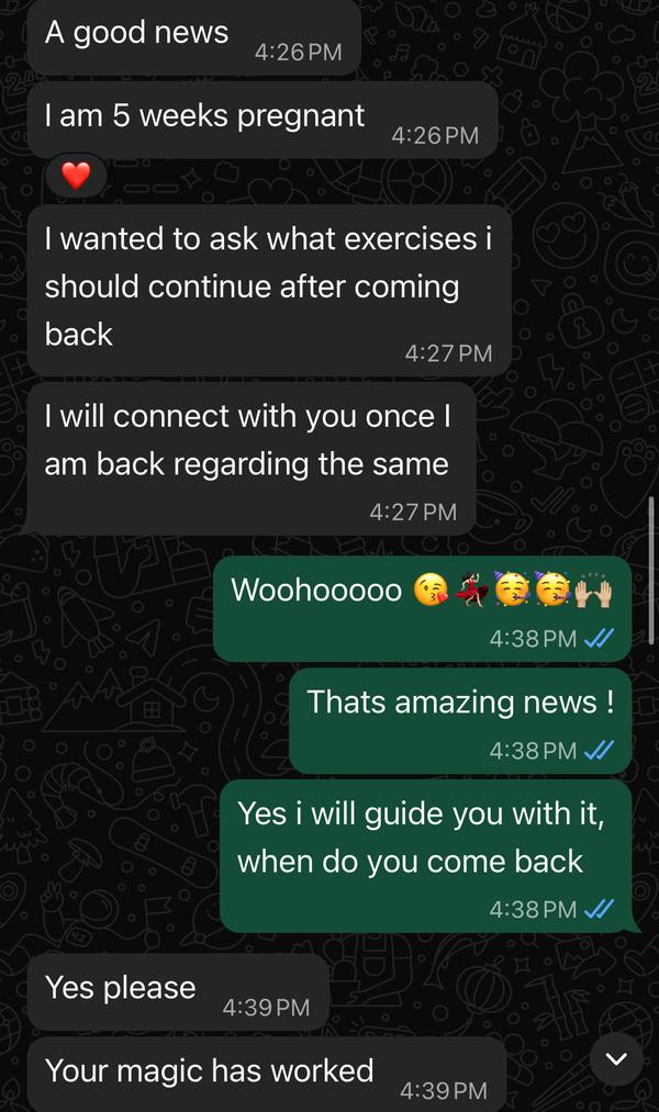 Client message: I am 5 weeks pregnant, your magic has worked