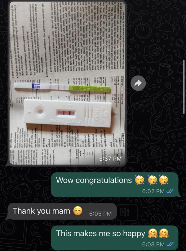 Client shares a positive pregnancy test